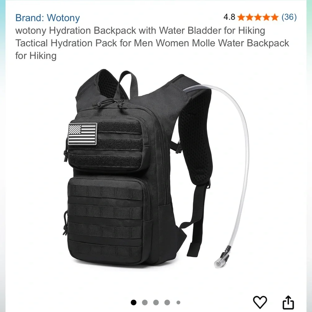 Unisex Tactical/Hiking Black Hydration Backpack without Water Bladder - Picture 1 of 7